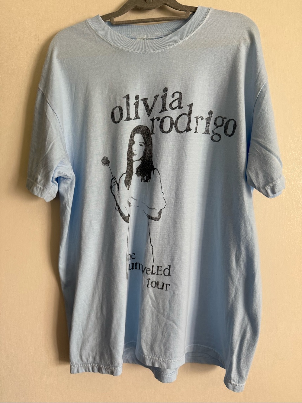 Olivia Rodrigo Unraveled Tour Official Merch Light Blue Graphic Tee